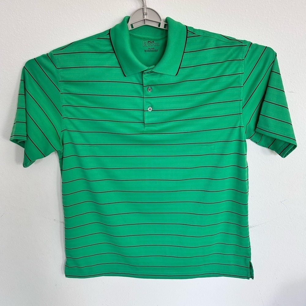 PGA Tour Men’s Green Striped Golf Polo
Size XL